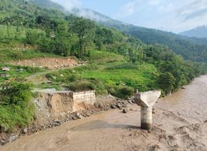 बाढीपहिरोले चार परिवार विस्थापित, जलविद्युत् आयोजनामा क्षति